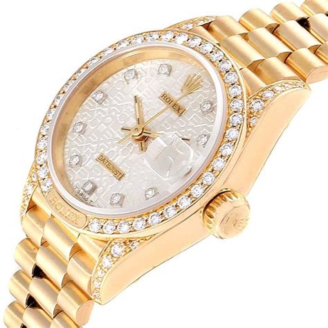 vintage rolex dames goud diamant|Vintage Ladies Rolex With Diamonds .